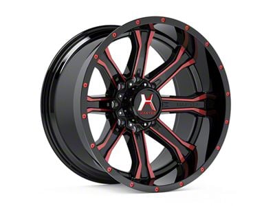 Hartes Metal Strike Gloss Black Milled with Red Tint 8-Lug Wheel; 22x10; -18mm Offset (01-06 Sierra 3500 HD SRW)