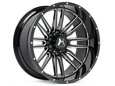 Hartes Metal Whipsaw Gloss Black Milled 8-Lug Wheel; 22x12; -44mm Offset (01-06 Silverado 3500 HD SRW)