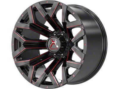 Hartes Metal Hawkish Gloss Black Milled with Red Tint 8-Lug Wheel; 22x12; -44mm Offset (03-09 RAM 2500)