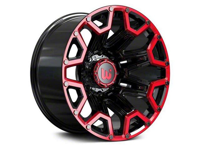 Hartes Metal Blaze Gloss Black Machined with Red Tint 8-Lug Wheel; 20x10; -12mm Offset (03-09 RAM 3500 SRW)