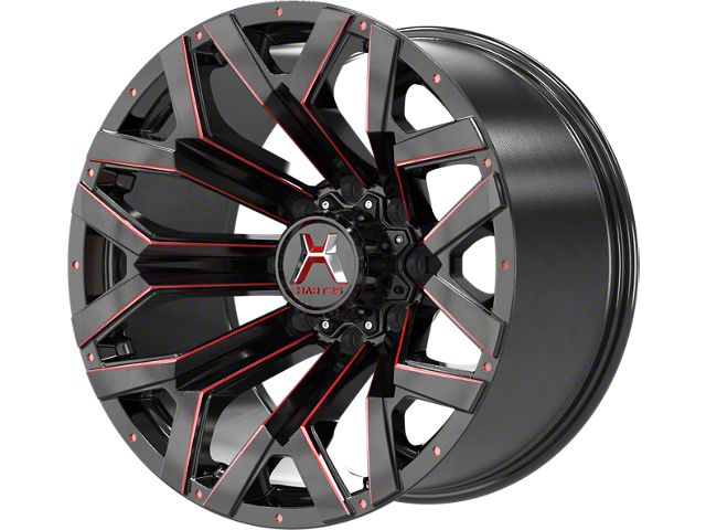 Hartes Metal Hawkish Gloss Black Milled with Red Tint 8-Lug Wheel; 22x12; -44mm Offset (03-09 RAM 3500 SRW)