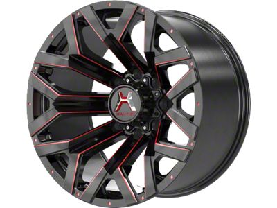 Hartes Metal Hawkish Gloss Black Milled with Red Tint 6-Lug Wheel; 20x9; 15mm Offset (07-13 Silverado 1500)