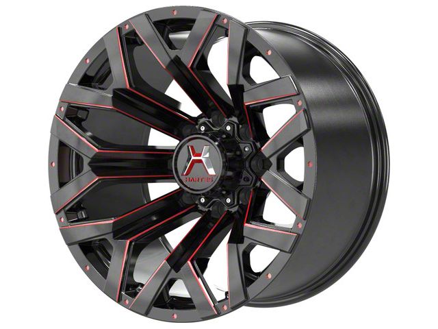 Hartes Metal Hawkish Gloss Black Milled with Red Tint 8-Lug Wheel; 20x9; 0mm Offset (11-14 Silverado 2500 HD)