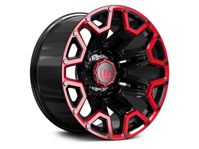 Hartes Metal Blaze Gloss Black Machined with Red Tint 5-Lug Wheel; 20x10; -12mm Offset (09-18 RAM 1500)