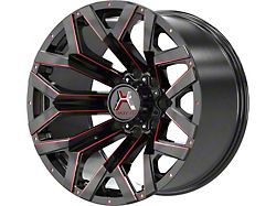 Hartes Metal Hawkish Gloss Black Milled with Red Tint 8-Lug Wheel; 20x10; -18mm Offset (15-19 Silverado 3500 HD SRW)