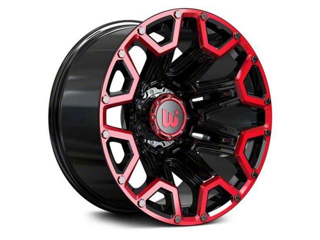 Hartes Metal Blaze Gloss Black Machined with Red Tint 8-Lug Wheel; 20x10; -12mm Offset (17-22 F-250 Super Duty)