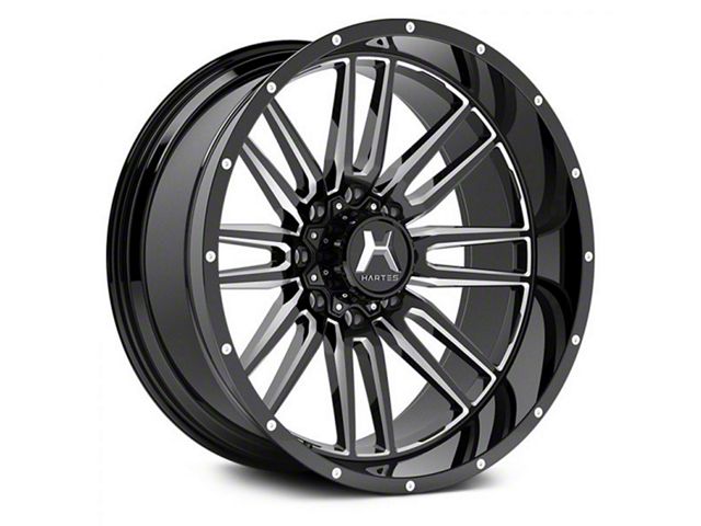 Hartes Metal Whipsaw Gloss Black Milled 8-Lug Wheel; 22x12; -44mm Offset (17-22 F-350 Super Duty SRW)