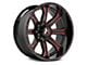 Hartes Metal Strike Gloss Black Milled with Red Tint 6-Lug Wheel; 22x12; -44mm Offset (19-23 Ranger)