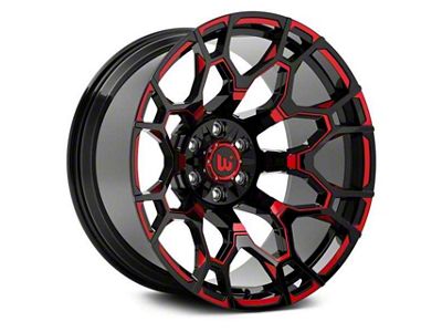 Hartes Metal Spur Gloss Black Milled with Red Tint Wheel; 20x10; -12mm Offset (94-01 RAM 1500)