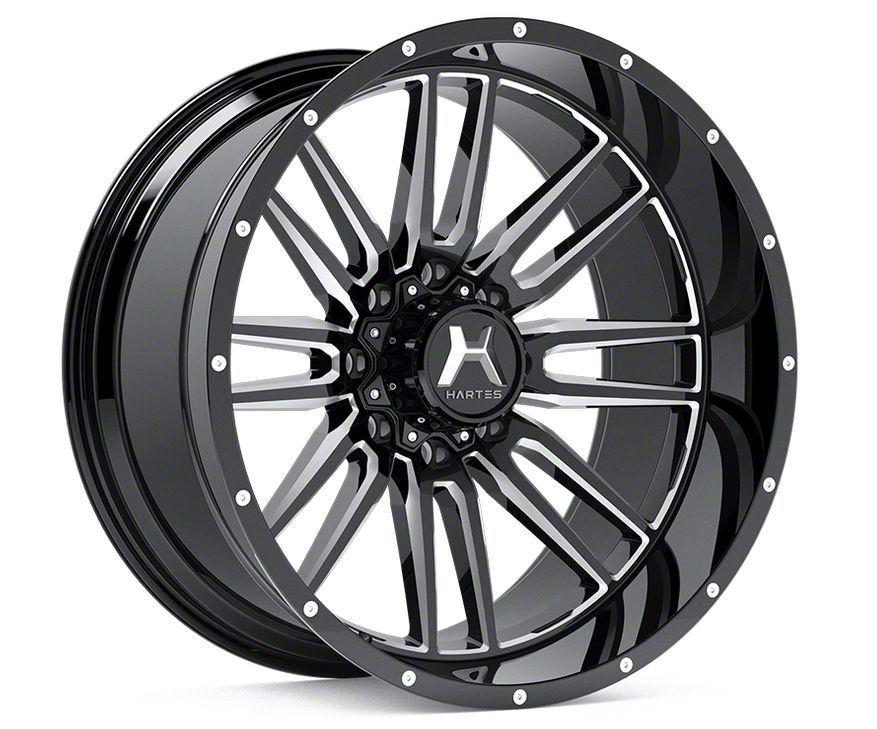 Hartes Metal RAM 3500 Whipsaw Gloss Black Milled 8-Lug Wheel; 22x12 ...