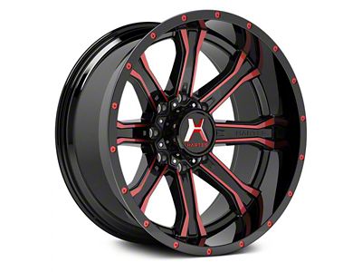 Hartes Metal Strike Gloss Black Milled with Red Tint 6-Lug Wheel; 22x12; -44mm Offset (23-24 Canyon)