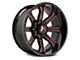 Hartes Metal Strike Gloss Black Milled with Red Tint 6-Lug Wheel; 22x12; -44mm Offset (23-24 Canyon)