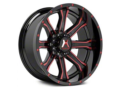 Hartes Metal Strike Gloss Black Milled with Red Tint 6-Lug Wheel; 22x12; -44mm Offset (23-24 Colorado)