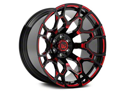 Hartes Metal Spur Gloss Black Milled with Red Tint 5-Lug Wheel; 22x12; -44mm Offset (87-90 Dakota)