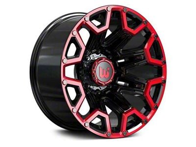 Hartes Metal Blaze Gloss Black Machined with Red Tint 8-Lug Wheel; 20x10; -12mm Offset (23-24 F-250 Super Duty)