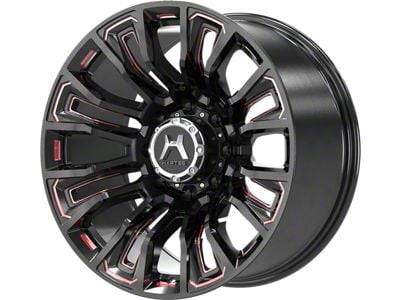 Hartes Metal Maverick Gloss Black Milled with Red Tint 8-Lug Wheel; 20x10; -12mm Offset (23-24 F-250 Super Duty)