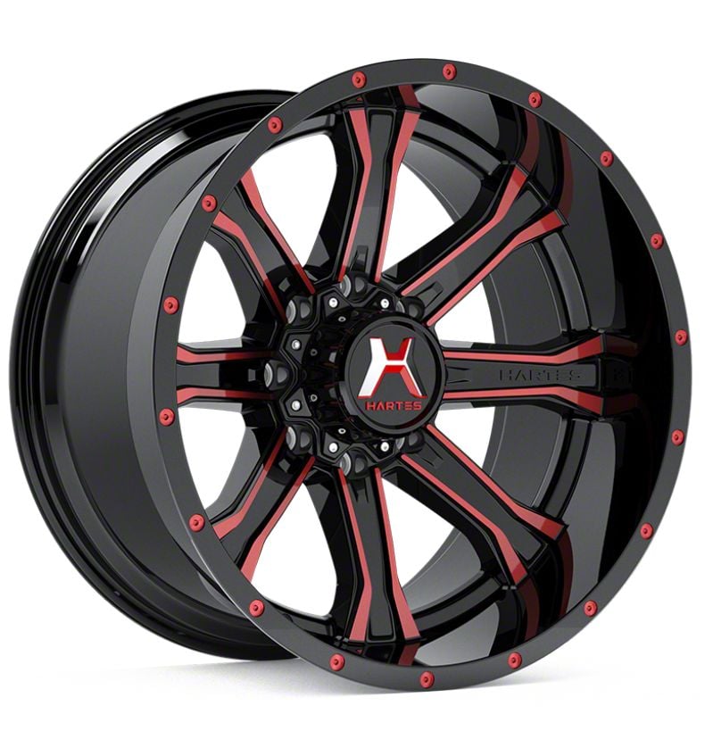 Hartes Metal RAM 1500 Strike Gloss Black Milled with Red Tint 6-Lug ...