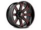 Hartes Metal Strike Gloss Black Milled with Red Tint 6-Lug Wheel; 22x12; -44mm Offset (19-24 RAM 1500)