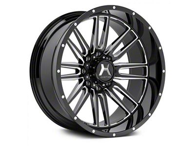 Hartes Metal Whipsaw Gloss Black Milled 8-Lug Wheel; 22x12; -44mm Offset (07-10 Silverado 2500 HD)
