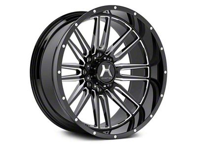 Hartes Metal Whipsaw Gloss Black Milled 8-Lug Wheel; 24x12; -44mm Offset (07-10 Silverado 2500 HD)