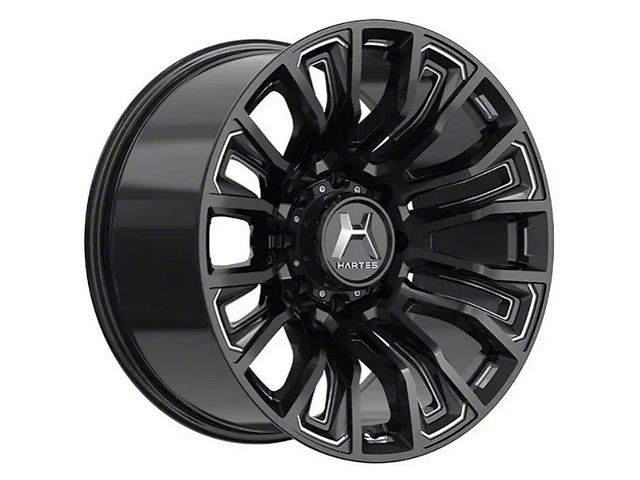 Hartes Metal Maverick Gloss Black Milled 8-Lug Wheel; 20x10; -12mm Offset (07-10 Silverado 3500 HD SRW)