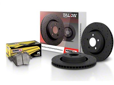 Hawk Performance Talon Cross-Drilled and Slotted 5-Lug Brake Rotor and Ceramic Pad Kit; Front (02-05 RAM 1500, Excluding SRT-10)