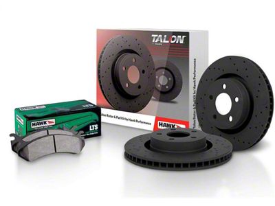 Hawk Performance Talon Cross-Drilled and Slotted 5-Lug Brake Rotor and LTS Pad Kit; Rear (04-06 RAM 1500 SRT-10)