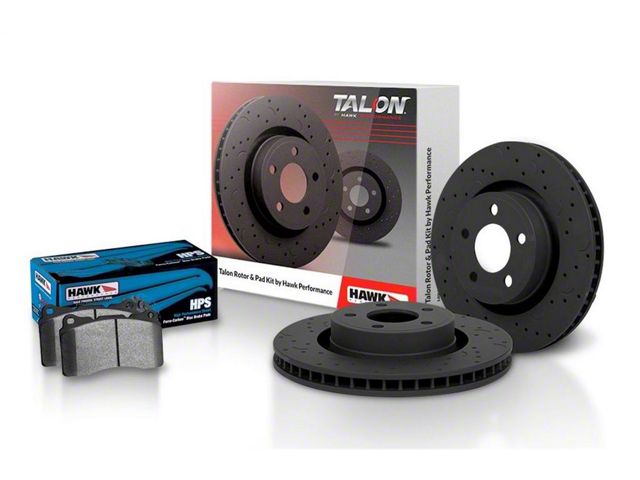 Hawk Performance Talon Cross-Drilled and Slotted 8-Lug Brake Rotor and HPS Pad Kit; Front (03-08 RAM 3500)