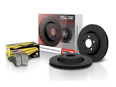 Hawk Performance Talon Cross-Drilled and Slotted Brake Rotor and Ceramic Pad Kit; Front (07-10 Sierra 1500 Denali)