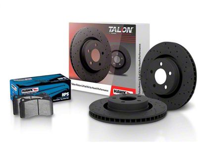 Hawk Performance Talon Cross-Drilled and Slotted Brake Rotor and HPS Pad Kit; Front (05-06 Sierra 1500 w/ Rear Disc Brakes)