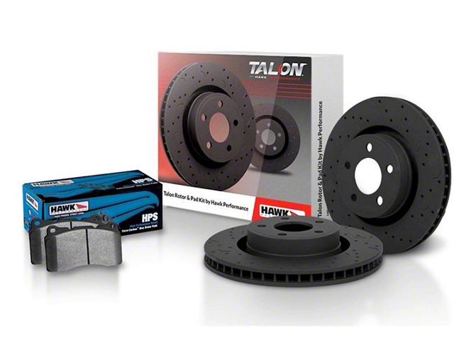 Hawk Performance Talon Cross-Drilled and Slotted Brake Rotor and HPS Pad Kit; Front (05-06 Sierra 1500 w/ Rear Drum Brakes; 07-13 Sierra 1500)
