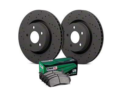 Hawk Performance Talon Cross-Drilled and Slotted Brake Rotor and LTS Pad Kit; Front (05-06 Sierra 1500 w/ Rear Disc Brakes)