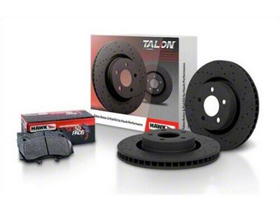 Hawk Performance Talon Cross-Drilled and Slotted Brake Rotor and HPS 5.0 Pad Kit; Rear (07-10 Sierra 2500 HD SRW)