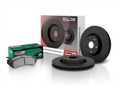 Hawk Performance Talon Slotted 8-Lug Brake Rotor and LTS Pad Kit; Rear (07-10 Sierra 3500 HD DRW)