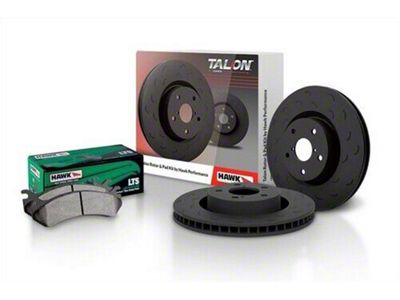 Hawk Performance Talon Slotted 8-Lug Brake Rotor and LTS Pad Kit; Rear (07-10 Silverado 3500 HD DRW)