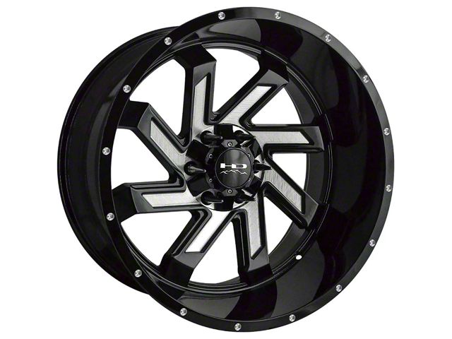 HD Off-Road Wheels SAW Gloss Black Milled 6-Lug Wheel; 22x12; -44mm Offset (07-13 Silverado 1500)