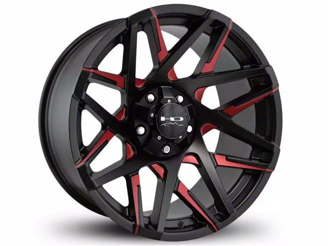 HD Off-Road Wheels Canyon Satin Black Milled with Red Clear Wheel; 20x10; -25mm Offset (07-14 Yukon)