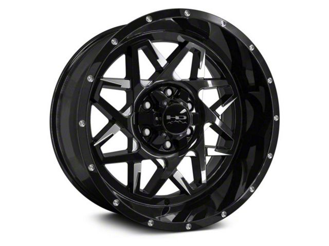 HD Off-Road Wheels Caliber Gloss Black Milled 8-Lug Wheel; 20x10; -40mm Offset (11-16 F-350 Super Duty SRW)