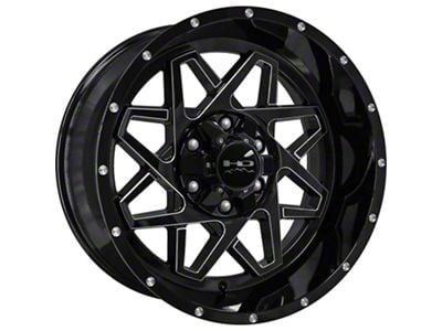 HD Off-Road Wheels Gridlock Gloss Black Milled 6-Lug Wheel; 20x10; -25mm Offset (14-18 Silverado 1500)