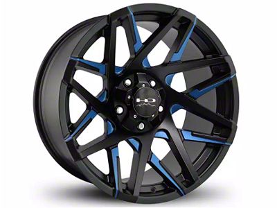 HD Off-Road Wheels Canyon Satin Black Milled with Blue Clear Wheel; 20x10; -25mm Offset (15-20 F-150)