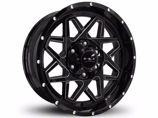 HD Off-Road Wheels Gridlock Gloss Black Milled Wheel; 20x10; -40mm Offset (15-20 F-150)