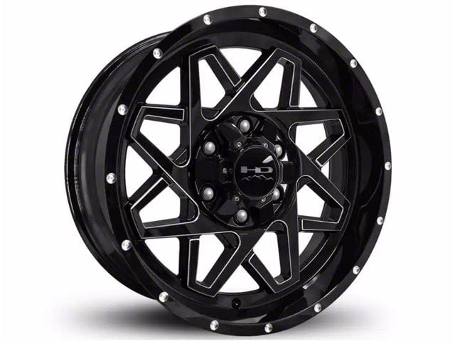 HD Off-Road Wheels Gridlock Gloss Black Milled Wheel; 20x10; -40mm Offset (15-20 Yukon)