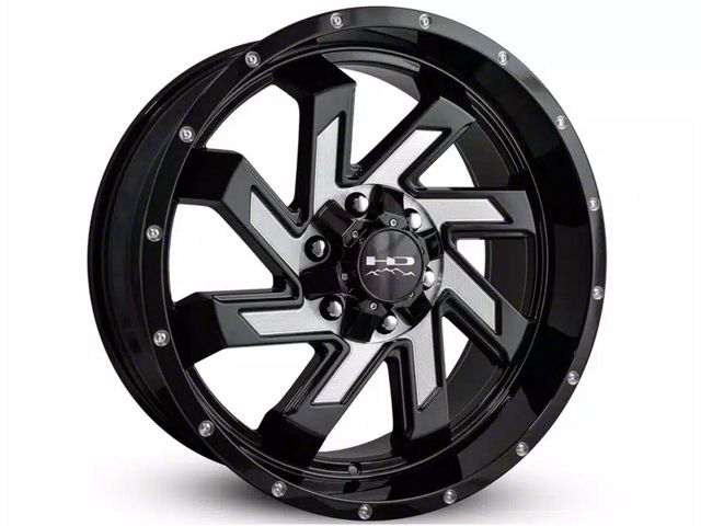 HD Off-Road Wheels SAW Gloss Black Milled Edges Wheel; 22x10; -10mm Offset (15-20 Yukon)