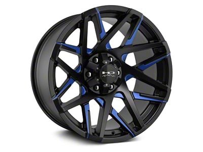 HD Off-Road Wheels Canyon Satin Black Milled with Blue Clear 5-Lug Wheel; 20x10; -25mm Offset (94-01 RAM 1500)