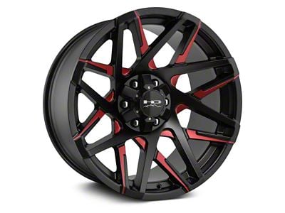 HD Off-Road Wheels Canyon Satin Black Milled with Red Clear 5-Lug Wheel; 20x10; -25mm Offset (94-01 RAM 1500)