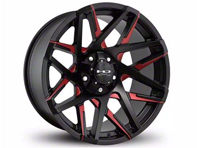 HD Off-Road Wheels Canyon Satin Black Milled with Red Clear Wheel; 20x9; 0mm Offset (99-06 Silverado 1500)
