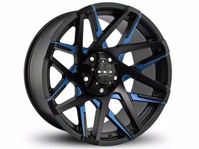 HD Off-Road Wheels Canyon Satin Black Milled with Blue Clear Wheel; 20x9; 0mm Offset (23-24 Canyon)