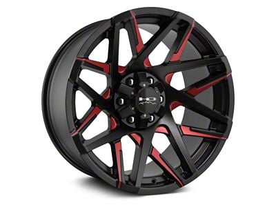 HD Off-Road Wheels Canyon Satin Black Milled with Red Clear 5-Lug Wheel; 20x10; -25mm Offset (05-11 Dakota)