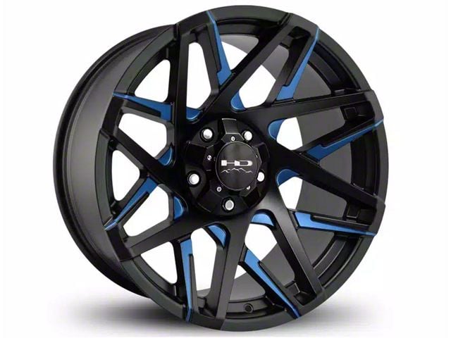 HD Off-Road Wheels Canyon Satin Black Milled with Blue Clear Wheel; 20x9; 0mm Offset (19-24 Sierra 1500)