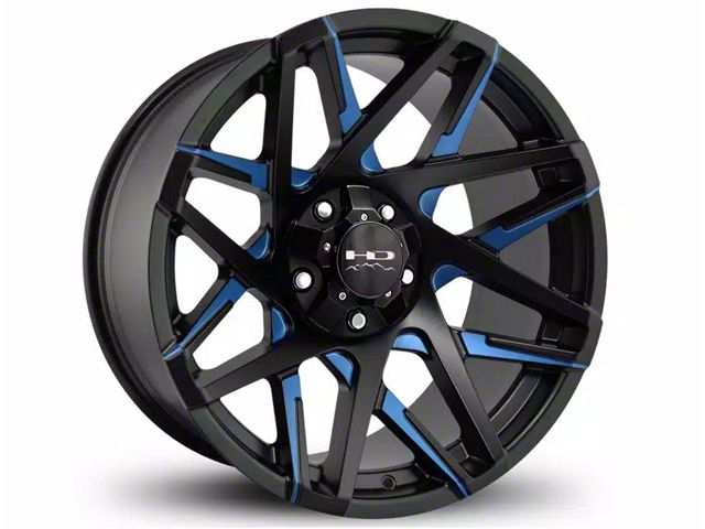 HD Off-Road Wheels Canyon Satin Black Milled with Blue Clear Wheel; 20x10; -25mm Offset (19-24 Silverado 1500)